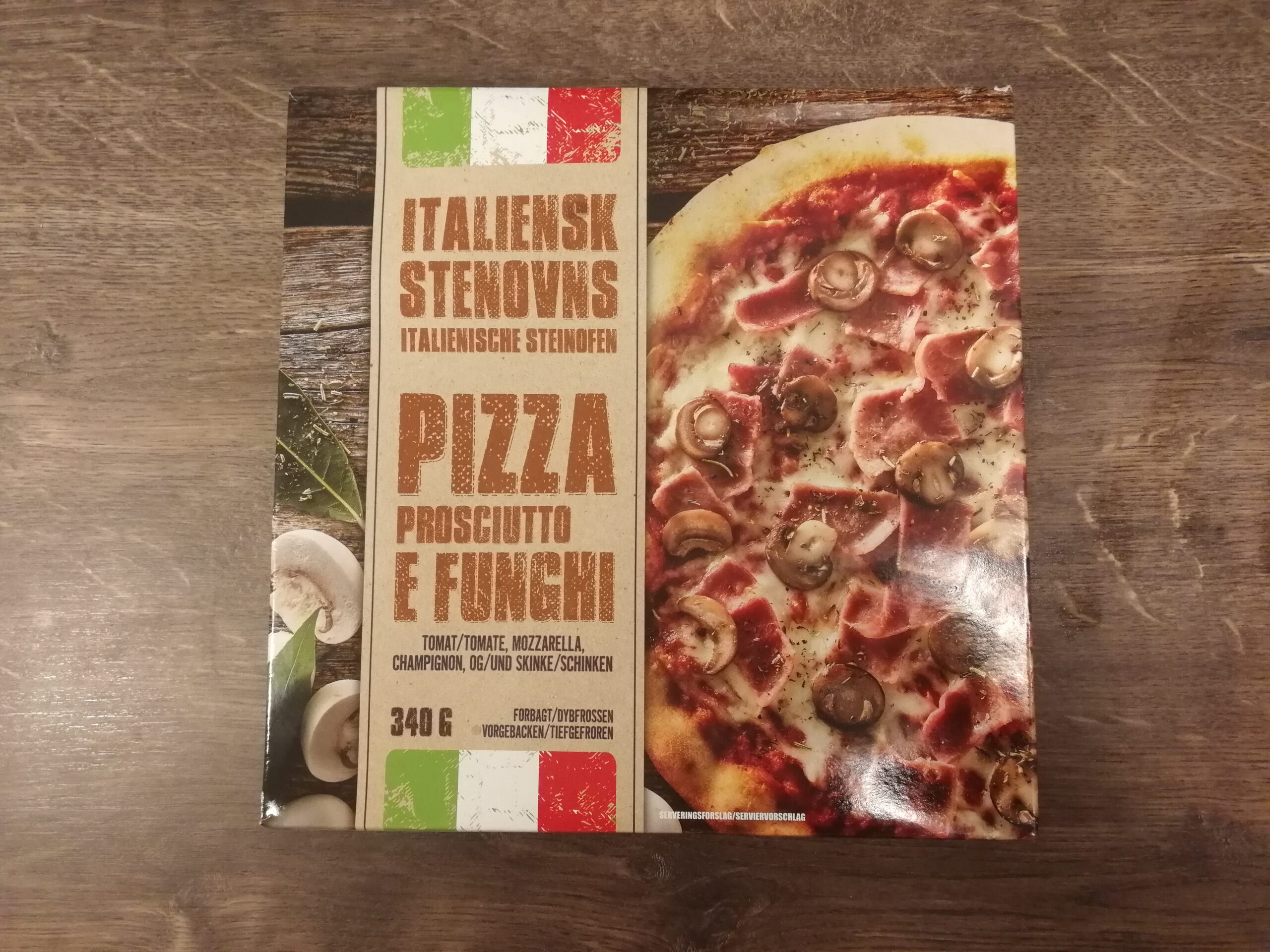 Italiensk Stenovns Pizza: Prosciutto E Funghi, fra Netto
